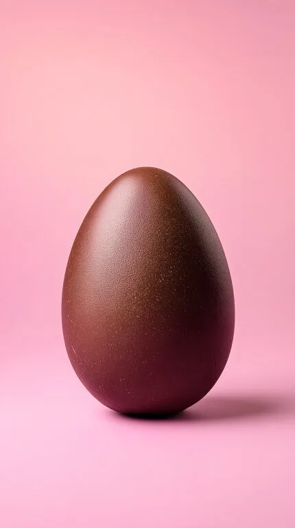 Dunkle Schokoladeneier auf rosa Hintergrund