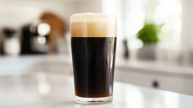 Dunkles Nitro-Kaltgetränk mit cremiger Schaumkrone