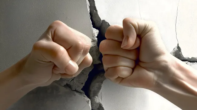 Durchbrechende Fäuste symbolisieren Kraft und Entschlossenheit