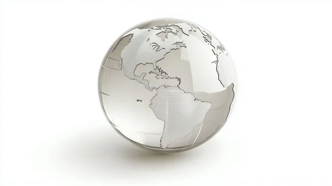 Durchsichtige Weltkugel mit detaillierten Kontinenten