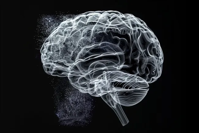 Durchsichtiges Gehirn auf schwarzem Hintergrund