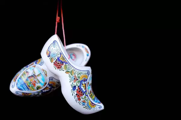 Dutch clogs souvenir, black background (Flip 2019)