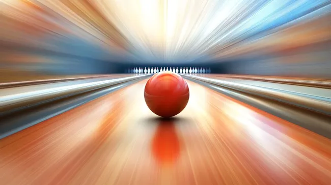 Dynamische Bowlingkugel auf glänzender Bahn