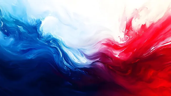 Dynamische Farbwellen in Rot, Weiß und Blau