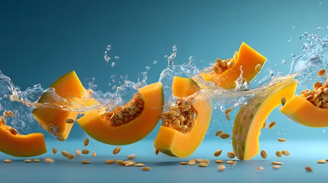 Dynamische Melonenstücke in Wasserspiel