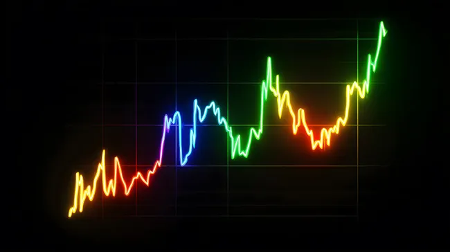 Dynamischer Aktienkursverlauf in leuchtenden Farben