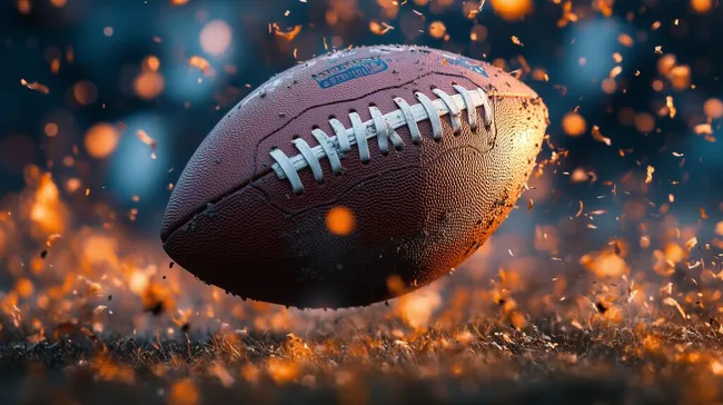 Dynamischer American Football vor Feuereffekten