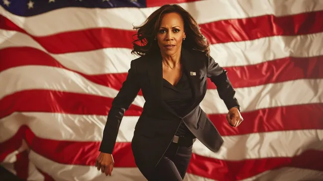 Dynamischer Auftritt der Vizepräsidentin bei Wahlkampfveranstaltung