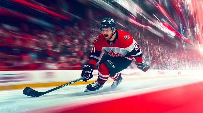 Dynamischer Eishockeyspieler in Aktion