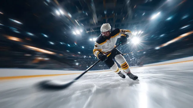 Dynamischer Eishockeyspieler in voller Aktion