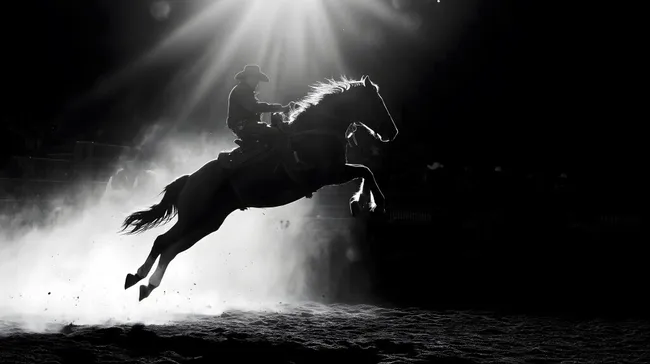 Dynamischer Rodeo-Sprung im Rampenlicht