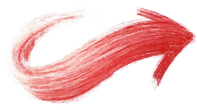 Dynamischer roter Pfeilstrich auf weißem Hintergrund