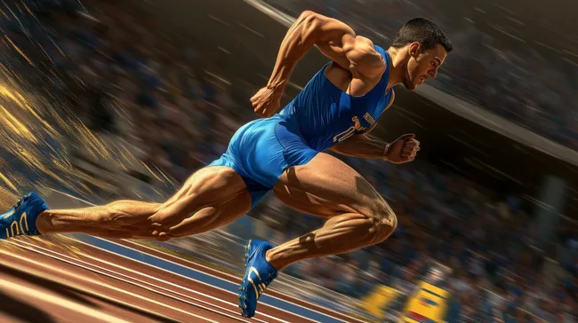 Dynamischer Sprinter in voller Aktion auf der Rennbahn