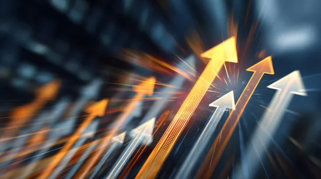 Dynamisches Wachstumskonzept mit leuchtenden Pfeilen