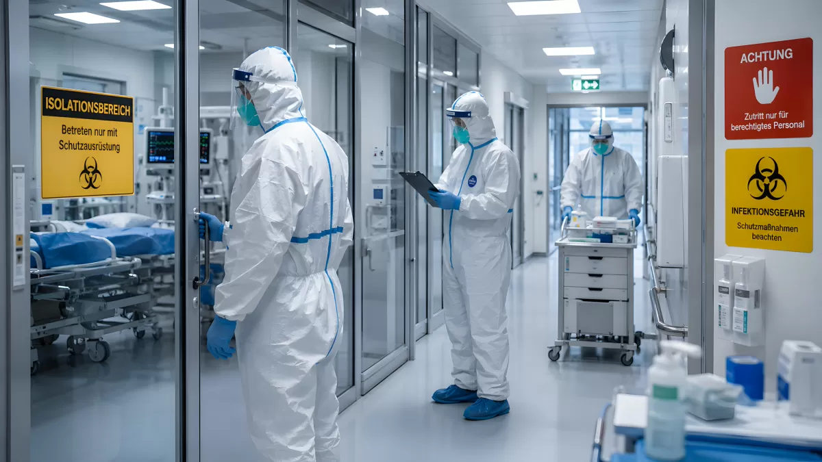 Ebola in Deutschland: Medizinisches Personal in Schutzausrüstung