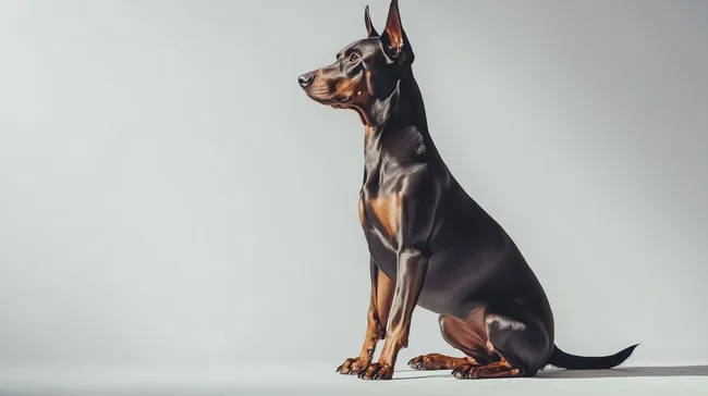 Edler Dobermann-Pinscher in strenger Pose