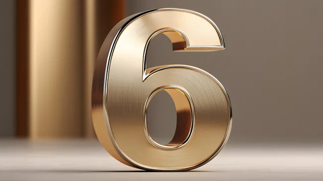 Edler Goldener Zahlencharakter Nummer 6