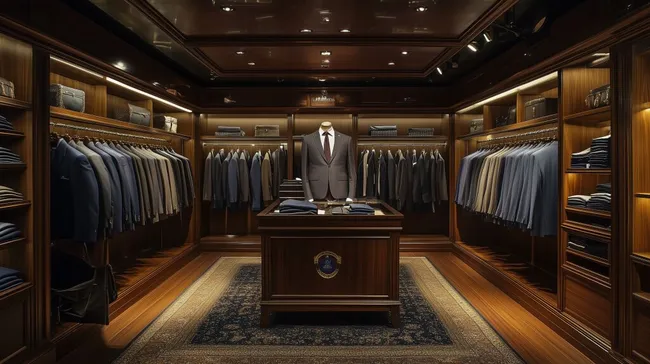 Edler Herrenausstatter mit luxuriösem Holzinterieur
