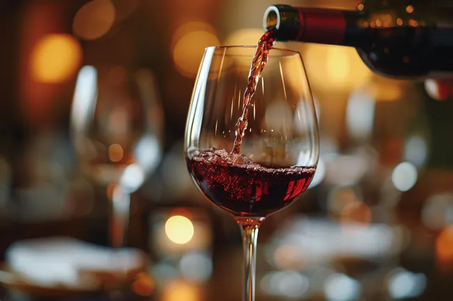 Edles Rotweinglas mit Farbspiel