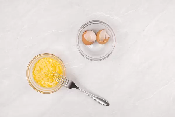 Egg Mixture in the bowl with copy space