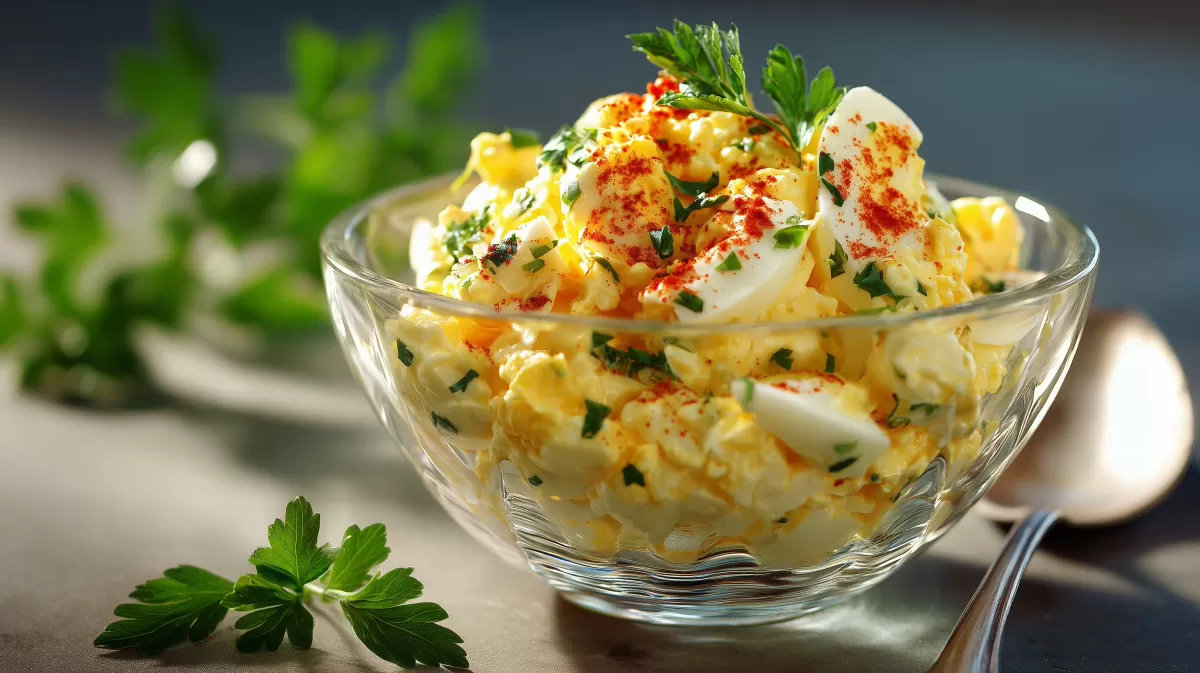 Eiersalat mit Paprika und frischer Petersilie