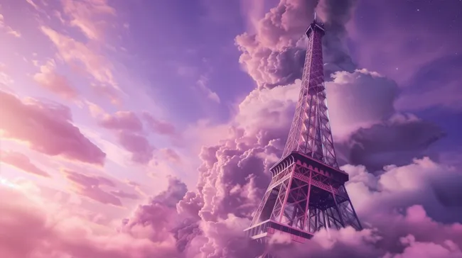 Eiffelturm im romantischen Wolkenhimmel