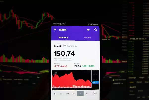 Ein Smartphone zeigt den 3M Company Marktwert