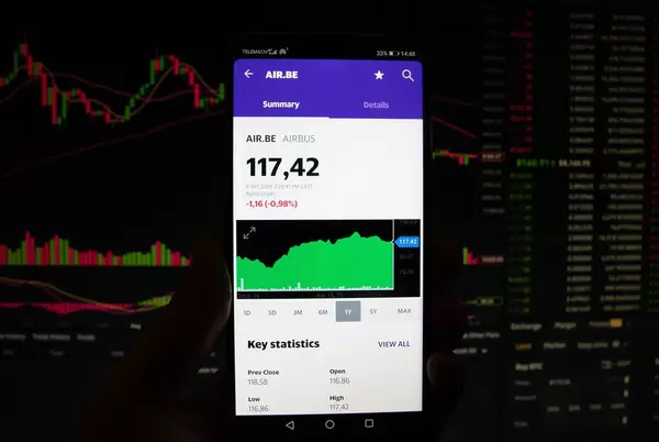 Ein Smartphone zeigt den Airbus Marktwert