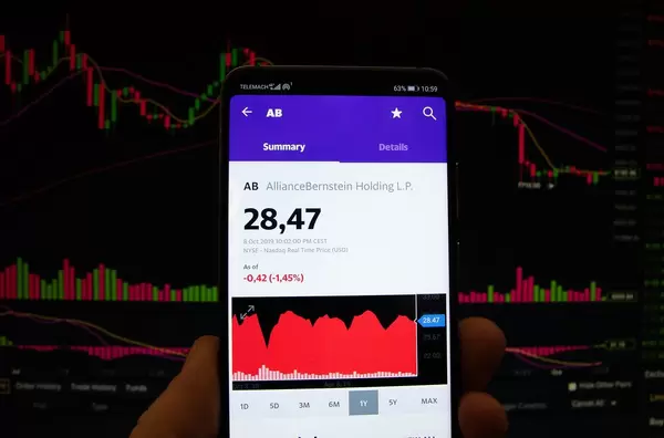 Ein Smartphone zeigt den Alliance Bernstein Holding Marktwert
