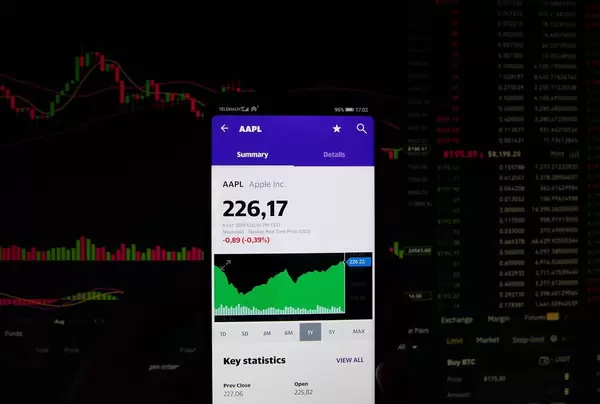 Ein Smartphone zeigt den Apple Marktwert