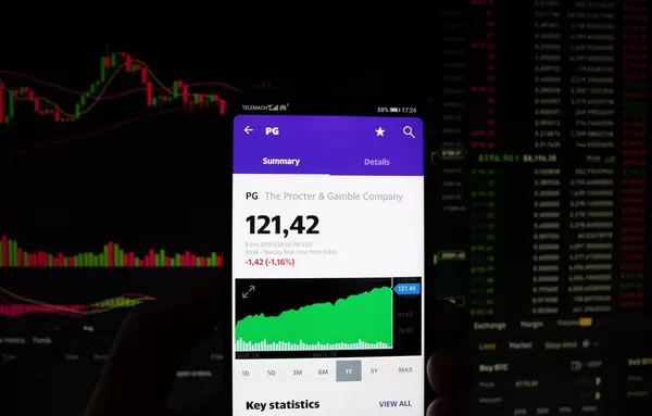 Ein Smartphone zeigt den Procter&Gamble Marktwert