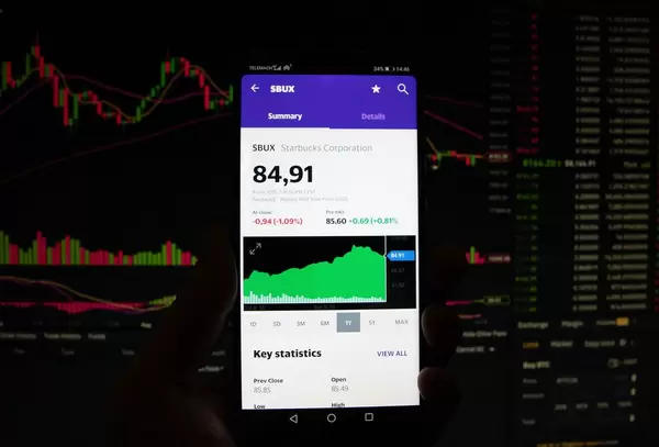 Ein Smartphone zeigt den Starbucks Corporation Marktwert