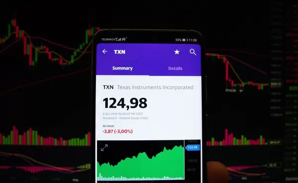 Ein Smartphone zeigt den Texas Instruments Incorporated Marktwert