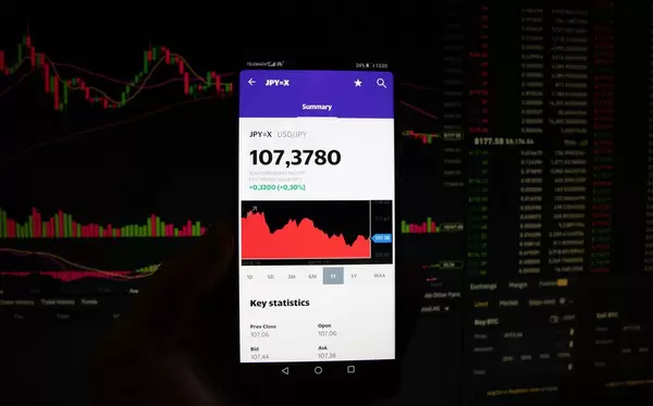 Ein Smartphone zeigt den USD JPY Wechselkurs
