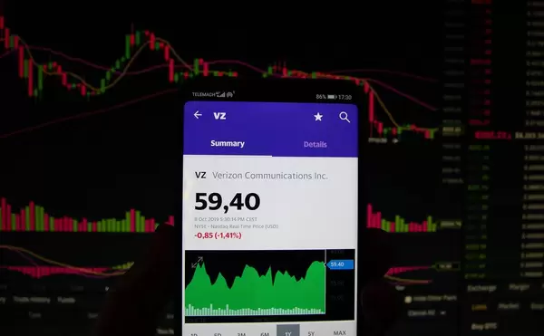 Ein Smartphone zeigt den Verizon Communications Marktwert