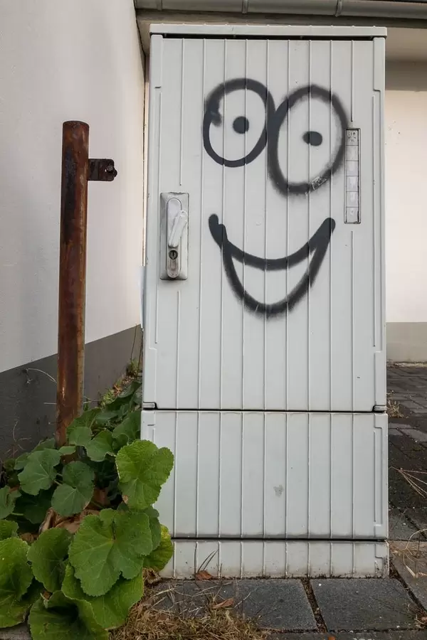 Ein Stromverteilerkasten mit Gesicht - Graffitti