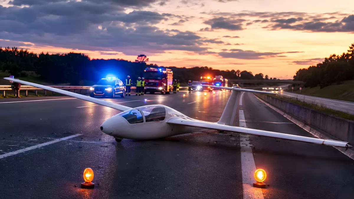 Ein Toter: Segelflugzeug landet auf Autobahn A4
