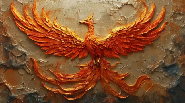 Eindrucksvoller 3D-Phönix in leuchtenden Farben