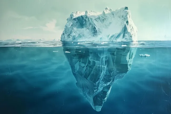 Eindrucksvoller Eisberg mit Spiegelung im Wasser