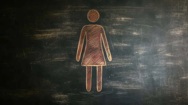 Einfache Silhouettengrafik einer Person auf Kreidetafel