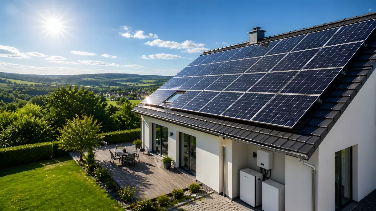 Einfamilienhaus mit Solaranlage und Stromspeicher