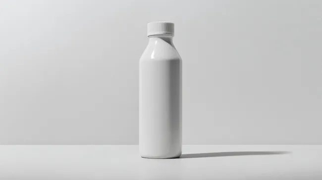 Einfarbige weiße Kunststoffflasche ohne Aufdruck