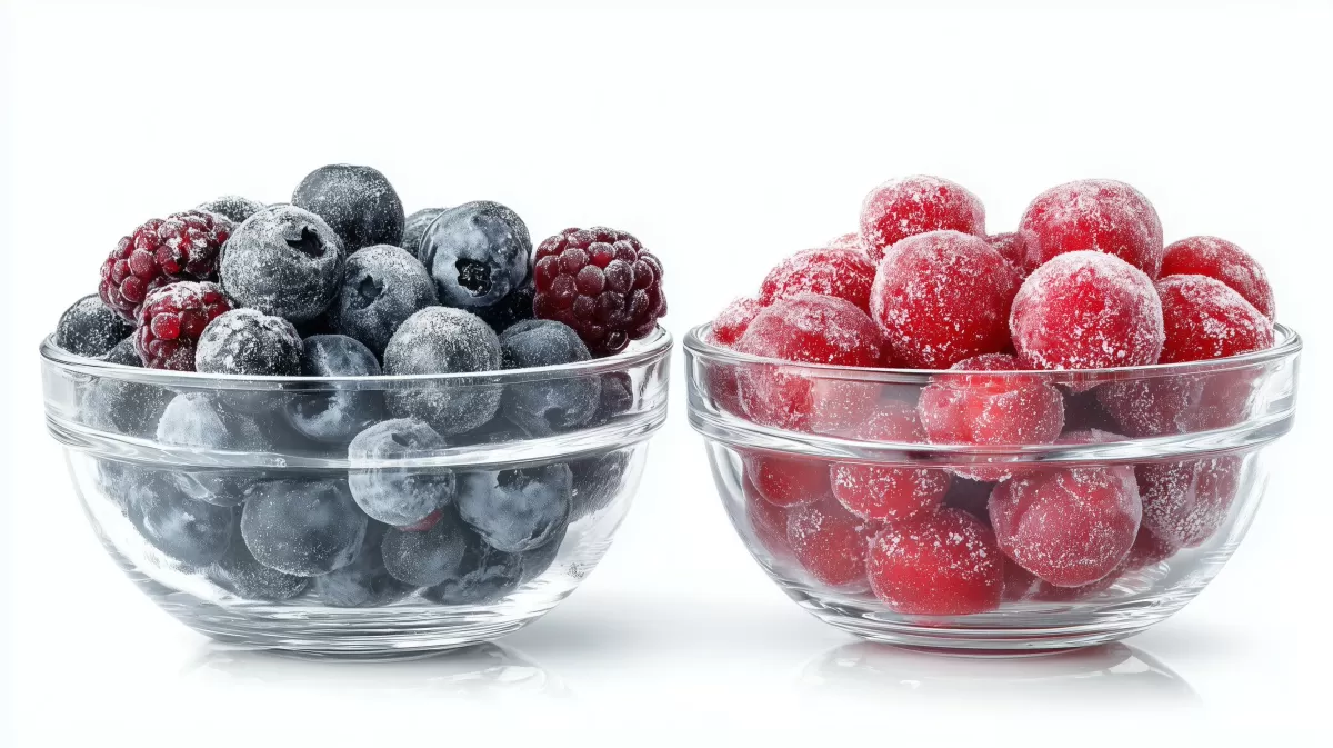 Eingefrorene Beeren in Glasschalen - Winterliche Frische