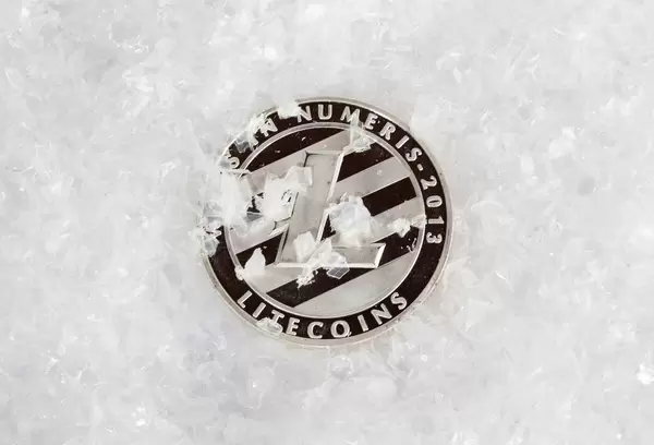 Eingefrorene Litecoin Münze im Krypto-Winter