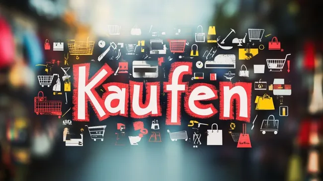 Einkaufselemente als Kaufsymbol in bunter Komposition