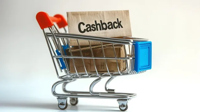 Einkaufswagen mit Cashback-Angebot für Online-Rabattaktionen