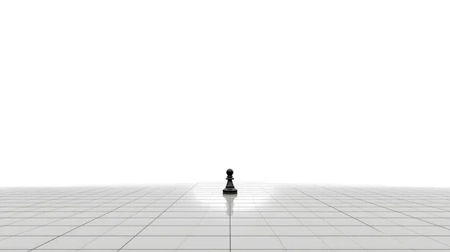 Einsame Schachfigur auf leerem Schachbrett
