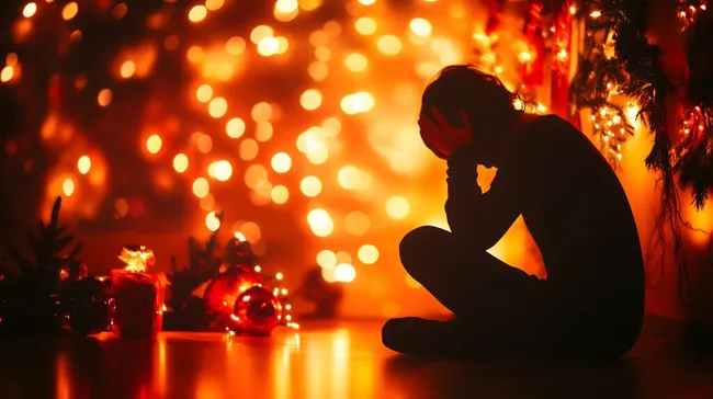 Einsamer Mann in weihnachtlicher Atmosphäre