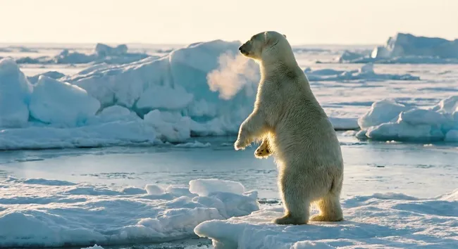 Einsamer Polarbär auf arktischer Eisscholle