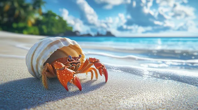 Einsiedlerkrebs am traumhaften Sandstrand